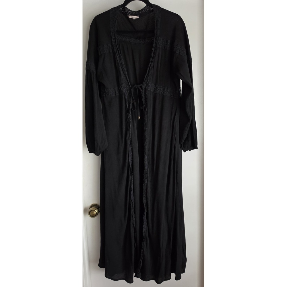 Easel Women Cardigan S Black Long Sleeve Boho Casual Wrap Sweater Duster